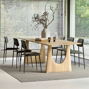 niuyao solid wood dining table rectangle modern in nature with double pedestal table only for dining room kitchen leisure table -71" l x 31.5" w x 29.5" h