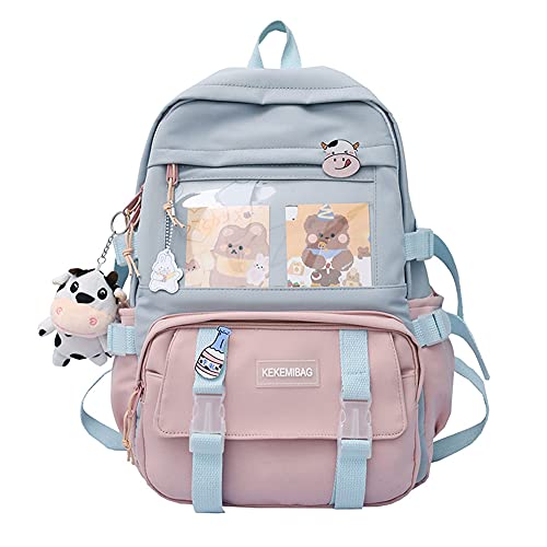 JQWSVE Kawaii Backpack with Pins Accessories, Rucksack for Teen Girls School Bag, Aesthetic Backpack