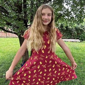 Harry Potter Big Girls Short Sleeve Dress Maroon 18-20