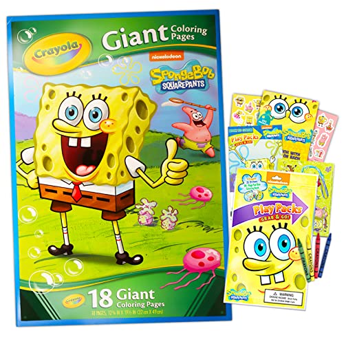 Giant Spongebob Squarepants Coloring Book Bundle ~ Spongebob Giant Coloring Book Plus Activity Book, Stickers | Spongebob Squarepants Party Supplies