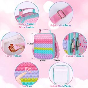 Pop Lunch Box for Girls Kids School Lunch Bag,Back to School Supplies Pop Insulated Lunch Box Tote for Kids School Travel Gifts,School Supplies Office Leakproof Cooler Bag Reusable Lunch Box Girls