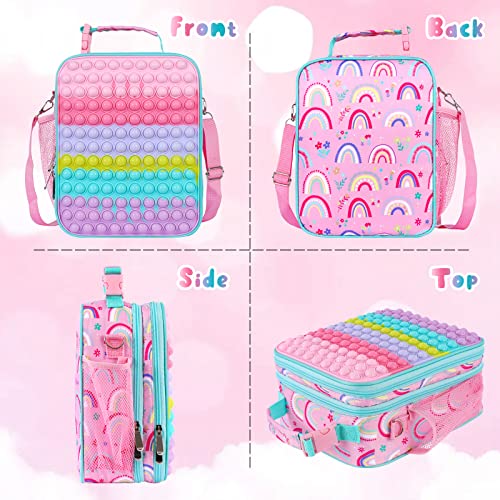 Pop Lunch Box for Girls Kids School Lunch Bag,Back to School Supplies Pop Insulated Lunch Box Tote for Kids School Travel Gifts,School Supplies Office Leakproof Cooler Bag Reusable Lunch Box Girls