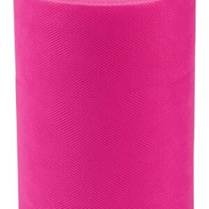 Joycrosso Tulle Fabric Rolls 6 Inch 100 Yards (300 feet) Organza Tulle Polyester Netting Spool for Wedding Decorations Gift Baby Shower Crafts DIY Tutu Skirt-Soft & Drape (Fuchsia)