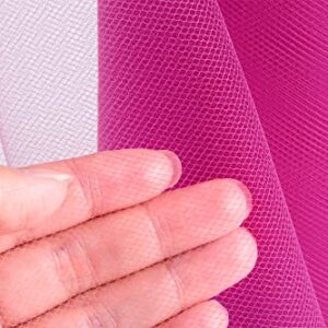 Joycrosso Tulle Fabric Rolls 6 Inch 100 Yards (300 feet) Organza Tulle Polyester Netting Spool for Wedding Decorations Gift Baby Shower Crafts DIY Tutu Skirt-Soft & Drape (Fuchsia)