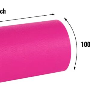 Joycrosso Tulle Fabric Rolls 6 Inch 100 Yards (300 feet) Organza Tulle Polyester Netting Spool for Wedding Decorations Gift Baby Shower Crafts DIY Tutu Skirt-Soft & Drape (Fuchsia)