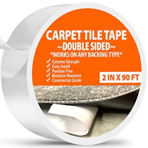 ALL FLOORING NOW Double Sided Tape Heavy Duty Carpet Tape 2in x 90ft For Carpet Tiles, Rug Tape, Vinyl Flooring, Indoor Outdoor Carpet, Grip Tape, Rug Tape Hardwood Floor Double Stick Tape Rug Gripper