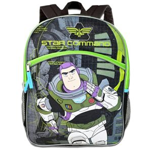 Buzz Lightyear Backpack for Boys Girls Kids - 5 Pc Bundle with 16" Buzz Lightyear School Backpack Bag, Water Pouch, Stickers, and More (Toy Story School Supplies)