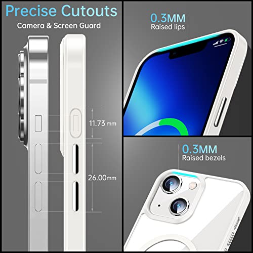JUESHITUO 2023 New for iPhone 13 Case, iPhone 14 Case Magnetic Slim Crystal Clear for iPhone 13 Case/iPhone 14 Case Magsafe[Not Yellowing][Compatible with MagSafe][No.1 Strong Magnets] 6.1 Inch,White