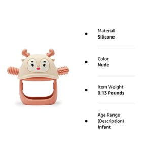 Smily Mia Reindeer Never Drop Hand Held Baby Teether for 3-6Months, Baby Teething Toys for Babies 0-6Months, Best Baby Easter Backet Stuffers for 6-12Months, Nude