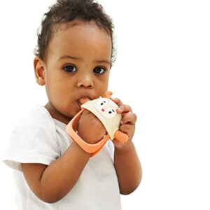 Smily Mia Reindeer Never Drop Hand Held Baby Teether for 3-6Months, Baby Teething Toys for Babies 0-6Months, Best Baby Easter Backet Stuffers for 6-12Months, Nude