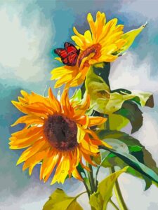 hlison diy paint by number for adults, diy sunflower paint by number on canvas, easy adult paint by number for kids beginner, home wall decor 16”x20”