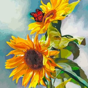 Hlison DIY Paint by Number for Adults, DIY Sunflower Paint by Number on Canvas, Easy Adult Paint by Number for Kids Beginner, Home Wall Decor 16”x20”