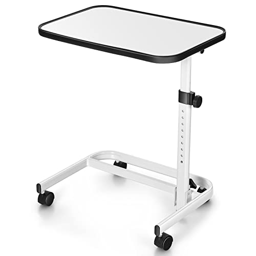 Tangkula Overbed Table with Wheels, Rolling Bedside Table with 9-Level Adjustable Height 29”-37”, Multi-Angle Tilt Tabletop, C Shaped Hospital Bed Table Laptop Desk, Sofa Bed Wheelchair Side Table