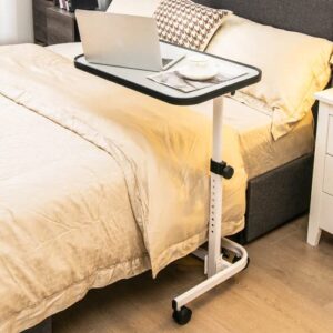 Tangkula Overbed Table with Wheels, Rolling Bedside Table with 9-Level Adjustable Height 29”-37”, Multi-Angle Tilt Tabletop, C Shaped Hospital Bed Table Laptop Desk, Sofa Bed Wheelchair Side Table