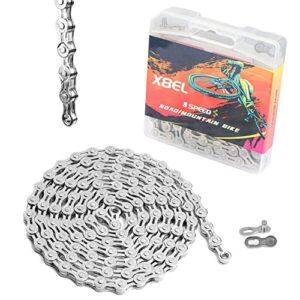 Hycline Bike Chain 6/7/8 Speed,Half Hollow Lightweight Bicycle Chains for Road Bike/MTB/BMX,1/2 x 3/32 Inch 116 Links-Silver