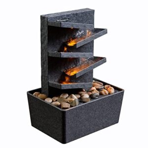 kalona indoor relaxation tabletop fountain with reflective lighting and river rocks meditation ladder water fountain peaceful fountains home/office decor(k18036g)