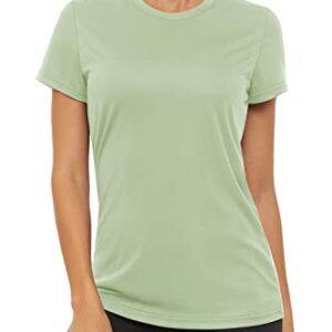 TACVASEN Women's Rash Guard UPF 50+ Hiking Running Outdoor Short Sleeve Summer Solid Workout Shirts, Light Green, M