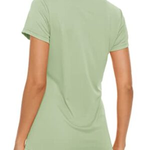 TACVASEN Women's Rash Guard UPF 50+ Hiking Running Outdoor Short Sleeve Summer Solid Workout Shirts, Light Green, M