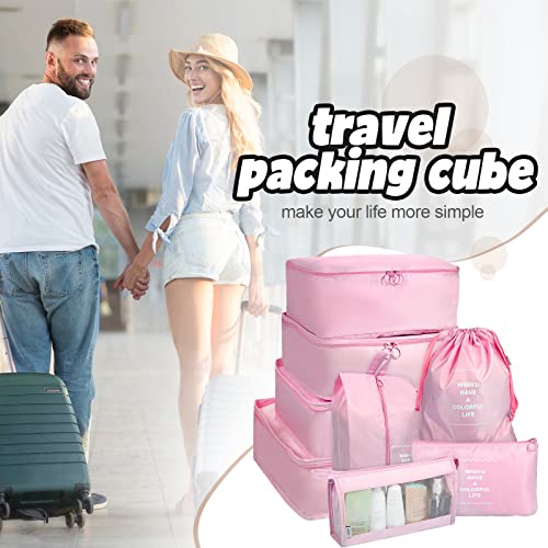 16 Set Packing Cubes Luggage Organizer Bags Travel Suitcases Organizers Luggage Cubes with Toiletry Bag and Shoes Bag (Pink, Gray)