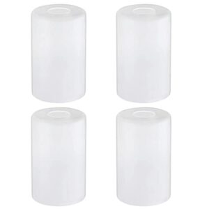 white frosted glass shade replacements 4 packs, elegant glass lamp shade covers cylinder glass globe with 1-5/8-inch fitter glass light fixture shade for pendant light chandelier wall sconces