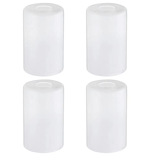 White Frosted Glass Shade Replacements 4 Packs, Elegant Glass Lamp Shade Covers Cylinder Glass Globe with 1-5/8-inch Fitter Glass Light Fixture Shade for Pendant Light Chandelier Wall Sconces