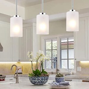 White Frosted Glass Shade Replacements 4 Packs, Elegant Glass Lamp Shade Covers Cylinder Glass Globe with 1-5/8-inch Fitter Glass Light Fixture Shade for Pendant Light Chandelier Wall Sconces