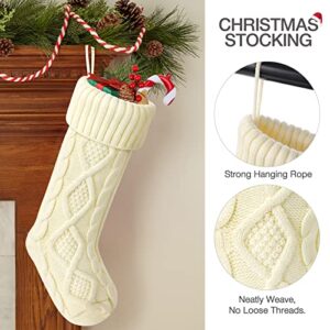 Hommtina Christmas Stockings, Personalized Christmas Stockings 18 Inches Large Size Cable Knitted Stocking Gifts (6pcs White&red&Green)