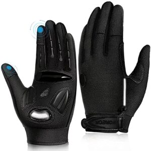 cycling gloves bike gloves biking gloves for men women,touchscreen full finger shock-absorbing mountain bike gloves,5mm gel pads mtb road bicycle gloves for running,hiking,outdoor sports-black-xl