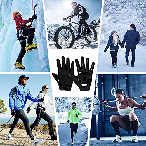 Cycling Gloves Bike Gloves Biking Gloves for Men Women,Touchscreen Full Finger Shock-absorbing Mountain Bike Gloves,5MM Gel Pads MTB Road Bicycle Gloves for Running,Hiking,Outdoor Sports-Black-XL