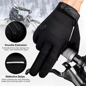 Cycling Gloves Bike Gloves Biking Gloves for Men Women,Touchscreen Full Finger Shock-absorbing Mountain Bike Gloves,5MM Gel Pads MTB Road Bicycle Gloves for Running,Hiking,Outdoor Sports-Black-XL