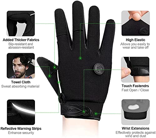 Cycling Gloves Bike Gloves Biking Gloves for Men Women,Touchscreen Full Finger Shock-absorbing Mountain Bike Gloves,5MM Gel Pads MTB Road Bicycle Gloves for Running,Hiking,Outdoor Sports-Black-XL