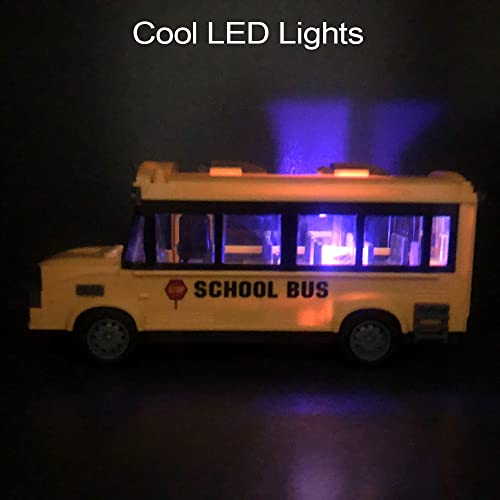 KNACKTOYZ RC School Bus - Remote Control Car Vehicles, 2.4G Opening Doors City Bus Toy Classic Baby Bus, Remote Control Car with LED Lights School Bus Toy, Gift for Children Kids Boys Girls Age 3-6