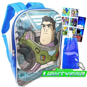 buzz lightyear backpack for kids - 5 pc bundle with 16" buzz lightyear school backpack bag, water bottle, toy story temporary tattoos, and more (toy story school supplies)