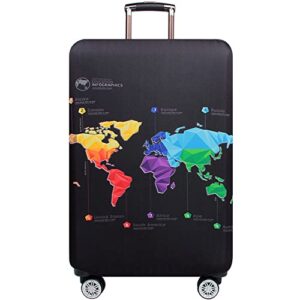 mosairudo thicker luggage cover elastic suitcase cover protector fits 18-32 inch suitcase travel accessories (abstract map, l)