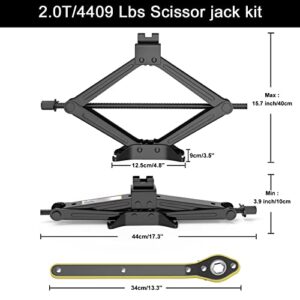 IMAYCC 2 Ton(4409 lbs) Car Jack Kit,Heavy-Duty Scissor Jack for Car Lifting,Portable Tire Changing Kit with Lug Wrench for Auto/SUV/MPV