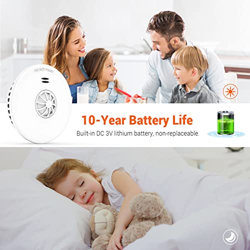 Jemay 2-in-1 Smoke and Heat Detector Alarm,Non-Disturb Mode Fire Alarms Smoke Detectors,10-Year Battery Sealed (Non-Removable),Photoelectric Sensor Alarm,with Easy Install and Test Button,AW192