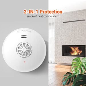 Jemay 2-in-1 Smoke and Heat Detector Alarm,Non-Disturb Mode Fire Alarms Smoke Detectors,10-Year Battery Sealed (Non-Removable),Photoelectric Sensor Alarm,with Easy Install and Test Button,AW192