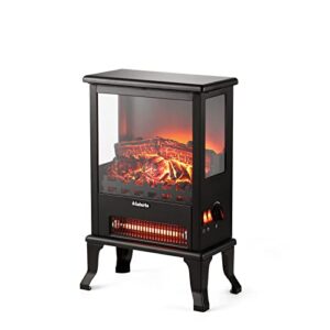 turbro suburbs ts17q infrared electric fireplace stove, 19" freestanding stove heater with 3-sided view, realistic flame, overheating protection, csa certified, for small spaces, bedroom - 1500w