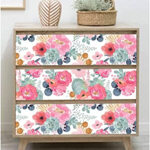 Noihlja Peel and Stick Wallpaper Removable Floral Cactus Pink Navy Flower Vinyl Self Adhesive Prepasted Decorative for Girls Women Bedroom Cabinets Desk Countertops 17.7in x 9.8ft