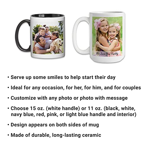 Let's Make Memories Personalized Photo Mug-Custom Coffee Mug- 11oz- Black Handle- For Father's Day/For Dad