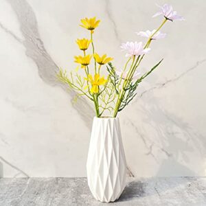 White vases for Flowers Modern Simple Ceramic Dried Flower vase Rivet Modern Angled Stoneware Home Decor Flower Vase -7.5inch, White