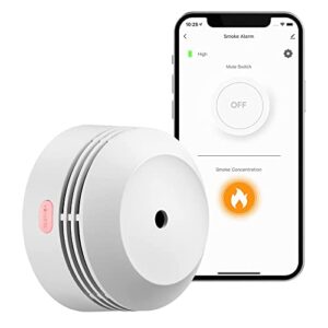 wi-fi smoke detector, aegislink wireless smart fire smoke alarm with app control, replaceable lithium battery, auto self-check function, s-wf240, 1-pack