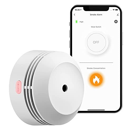 Wi-Fi Smoke Detector, AEGISLINK Wireless Smart Fire Smoke Alarm with App Control, Replaceable Lithium Battery, Auto Self-Check Function, S-WF240, 1-Pack