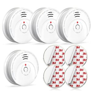 jemay smoke detector, smoke alarm with advanced photoelectric technology, smoke detector with test button and low battery reminder, fire alarm with battery backup used in home, aw106, 4 packs