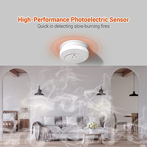 Jemay Smoke Detector, Smoke Alarm with Advanced Photoelectric Technology, Smoke Detector with Test Button and Low Battery Reminder, Fire Alarm with Battery Backup Used in Home, AW106, 4 Packs