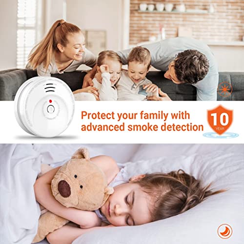 Jemay Smoke Detector, Smoke Alarm with Advanced Photoelectric Technology, Smoke Detector with Test Button and Low Battery Reminder, Fire Alarm with Battery Backup Used in Home, AW106, 4 Packs