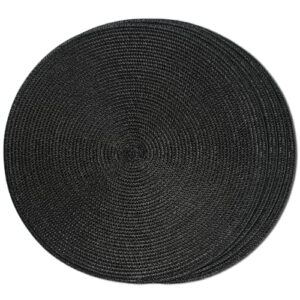 funwheat round braided placemats set of 4 table mats for dining tables woven washable non-slip place mats 15inch (black, 4pcs)