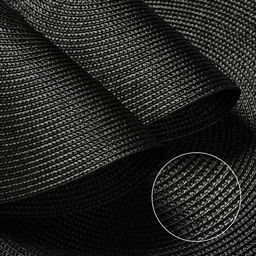 FunWheat Round Braided Placemats Set of 4 Table Mats for Dining Tables Woven Washable Non-Slip Place mats 15Inch (Black, 4pcs)