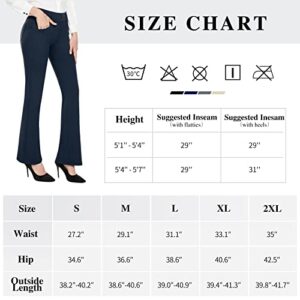 M MOTEEPI Yoga Dress Pants Womens 29" Work Pants Office Business Casual Slacks Bootcut Stretchy with Pockets Navy Blue XX-Large