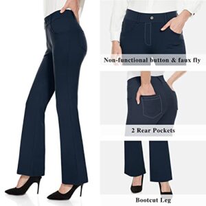 M MOTEEPI Yoga Dress Pants Womens 29" Work Pants Office Business Casual Slacks Bootcut Stretchy with Pockets Navy Blue XX-Large